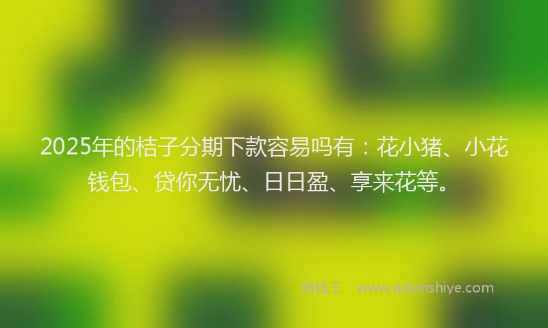 2025年的桔子分期下款容易吗有：花小猪、小花钱包、贷你无忧、日日盈、享来花等。