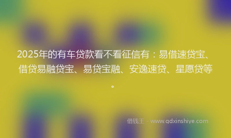 2025年的有车贷款看不看征信有：易借速贷宝、借贷易融贷宝、易贷宝融、安逸速贷、星愿贷等。
