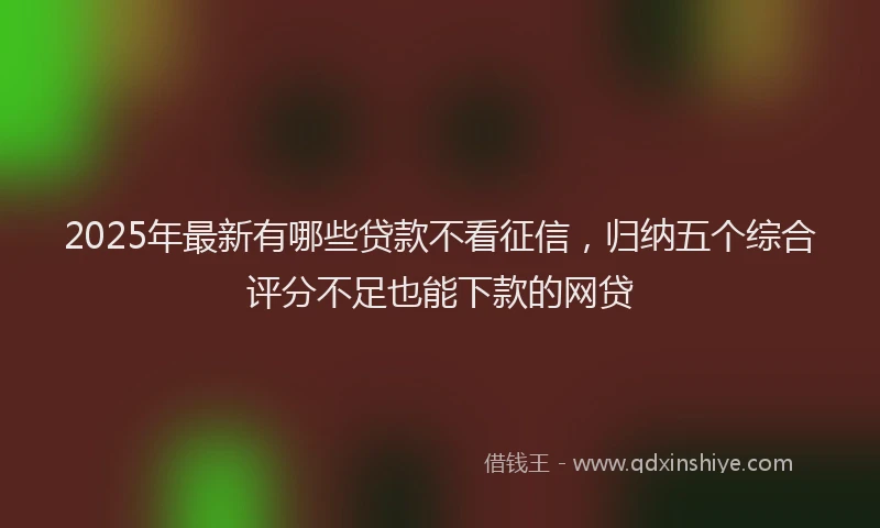 2025年最新有哪些贷款不看征信，归纳五个综合评分不足也能下款的网贷