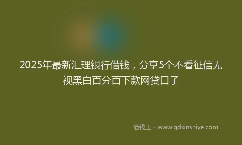 2025年最新汇理银行借钱，分享5个不看征信无视黑白百分百下款网贷口子