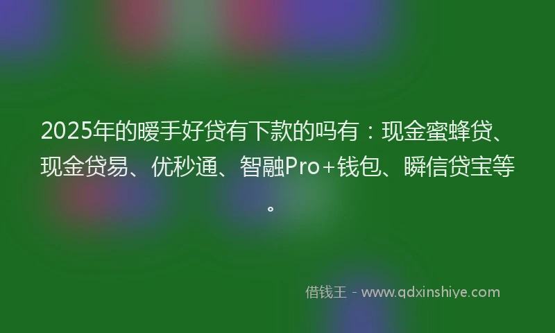 2025年的暧手好贷有下款的吗有：现金蜜蜂贷、现金贷易、优秒通、智融Pro+钱包、瞬信贷宝等。