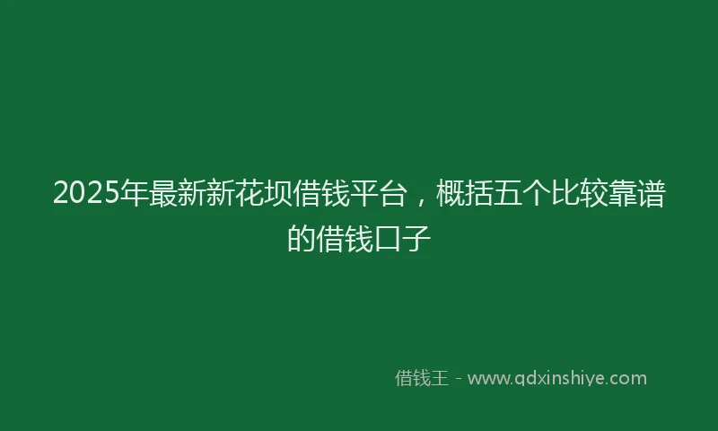2025年最新新花坝借钱平台，概括五个比较靠谱的借钱口子