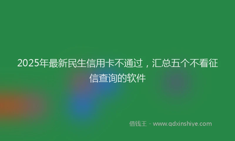 2025年最新民生信用卡不通过，汇总五个不看征信查询的软件
