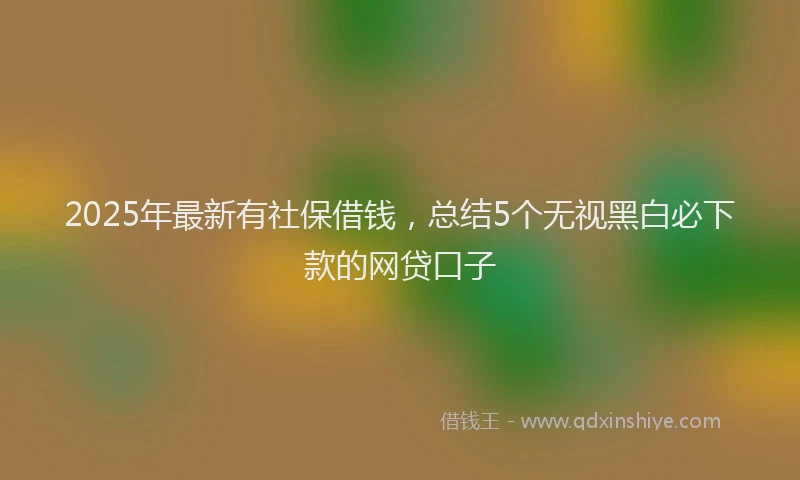 2025年最新有社保借钱，总结5个无视黑白必下款的网贷口子
