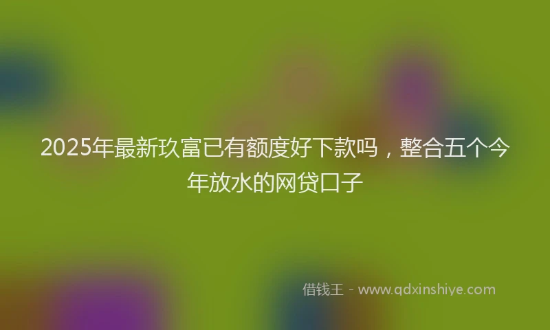 2025年最新玖富已有额度好下款吗，整合五个今年放水的网贷口子