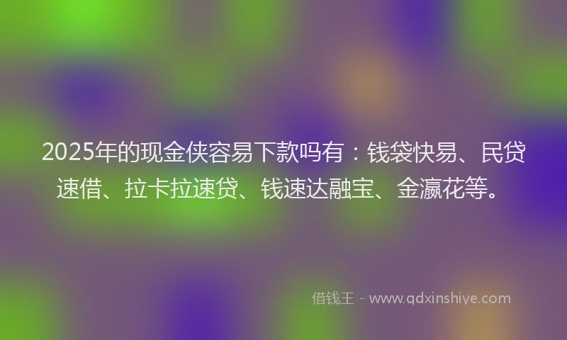2025年的现金侠容易下款吗有：钱袋快易、民贷速借、拉卡拉速贷、钱速达融宝、金瀛花等。