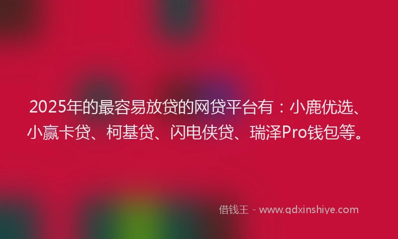 2025年的最容易放贷的网贷平台有：小鹿优选、小赢卡贷、柯基贷、闪电侠贷、瑞泽Pro钱包等。