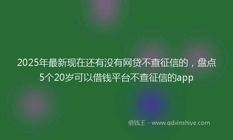 2025年最新现在还有没有网贷不查征信的，盘点5个20岁可以借钱平台不查征信的app