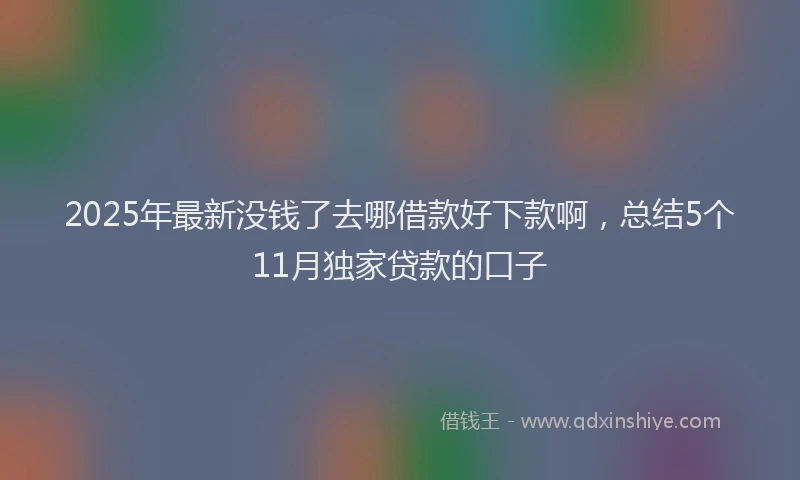 2025年最新没钱了去哪借款好下款啊，总结5个11月独家贷款的口子