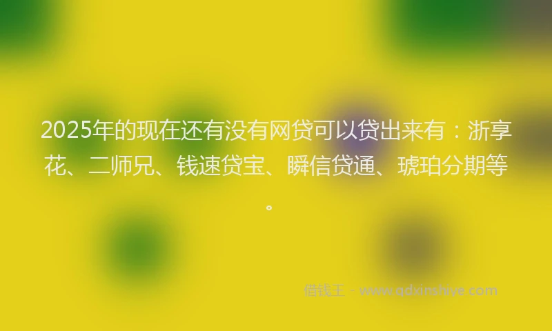 2025年的现在还有没有网贷可以贷出来有：浙享花、二师兄、钱速贷宝、瞬信贷通、琥珀分期等。