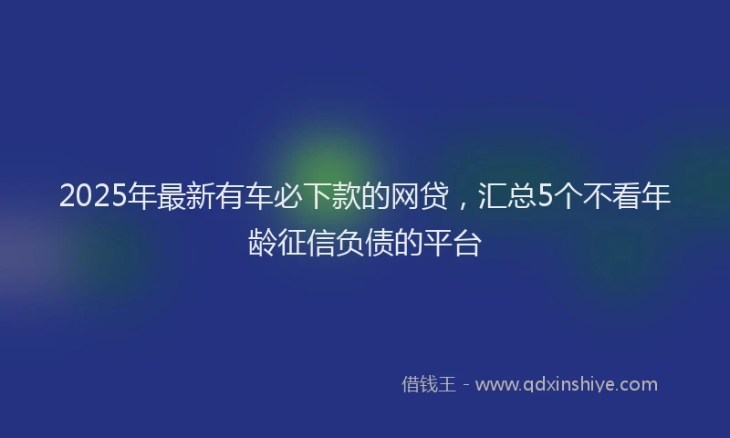 2025年最新有车必下款的网贷，汇总5个不看年龄征信负债的平台
