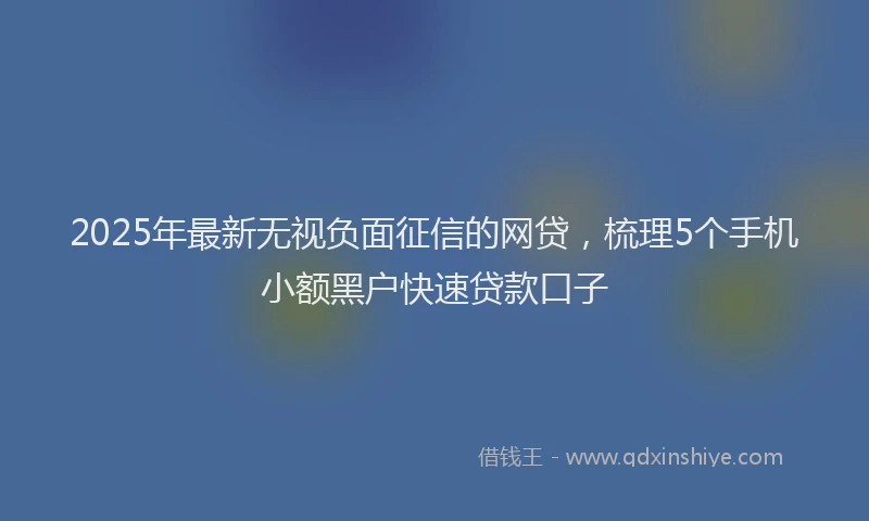 2025年最新无视负面征信的网贷，梳理5个手机小额黑户快速贷款口子