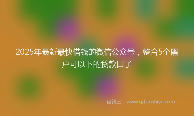 2025年最新最快借钱的微信公众号，整合5个黑户可以下的贷款口子