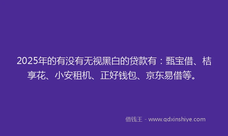 2025年的有没有无视黑白的贷款有：甄宝借、桔享花、小安租机、正好钱包、京东易借等。