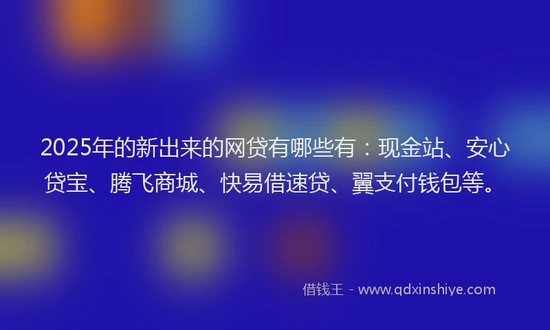 2025年的新出来的网贷有哪些有：现金站、安心贷宝、腾飞商城、快易借速贷、翼支付钱包等。