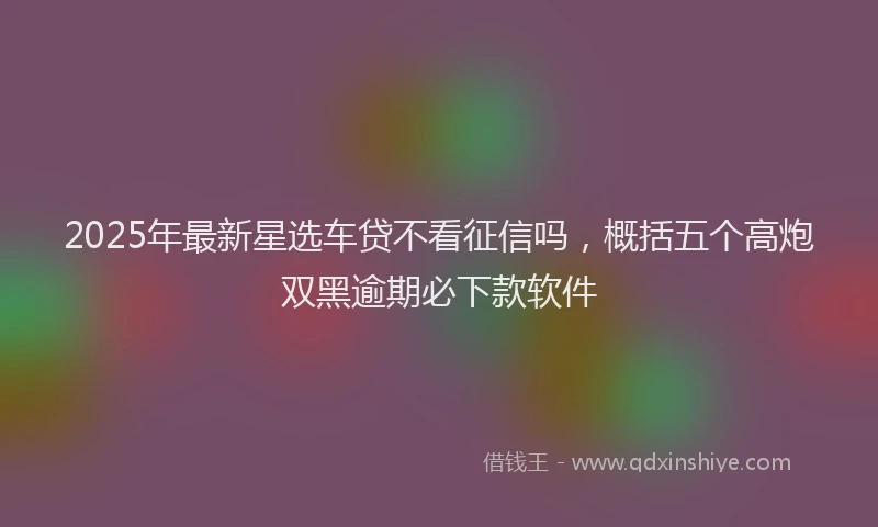 2025年最新星选车贷不看征信吗，概括五个高炮双黑逾期必下款软件