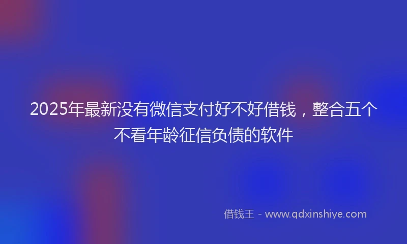 2025年最新没有微信支付好不好借钱，整合五个不看年龄征信负债的软件