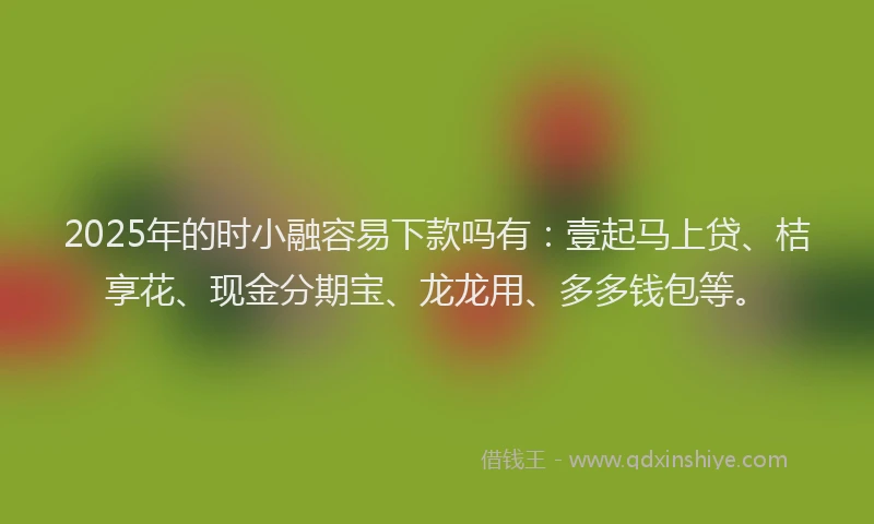 2025年的时小融容易下款吗有：壹起马上贷、桔享花、现金分期宝、龙龙用、多多钱包等。