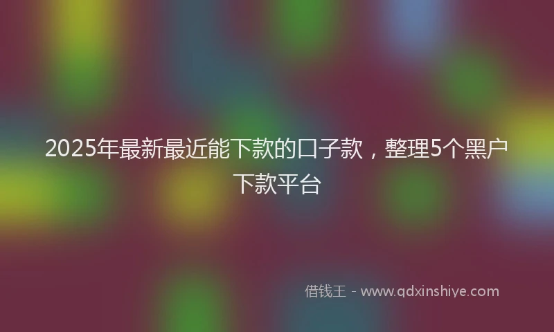 2025年最新最近能下款的口子款，整理5个黑户下款平台