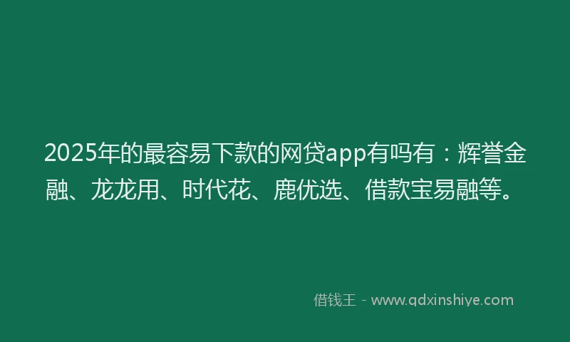 2025年的最容易下款的网贷app有吗有：辉誉金融、龙龙用、时代花、鹿优选、借款宝易融等。