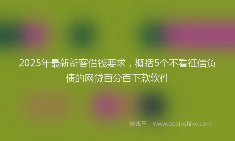 2025年最新新客借钱要求，概括5个不看征信负债的网贷百分百下款软件