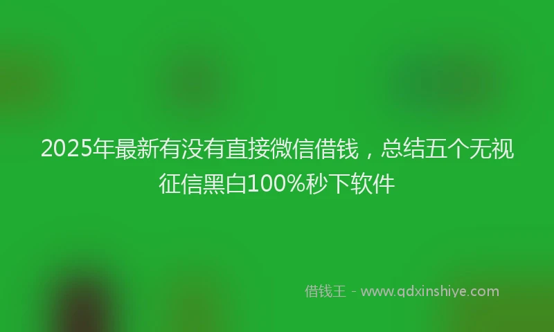 2025年最新有没有直接微信借钱，总结五个无视征信黑白100%秒下软件