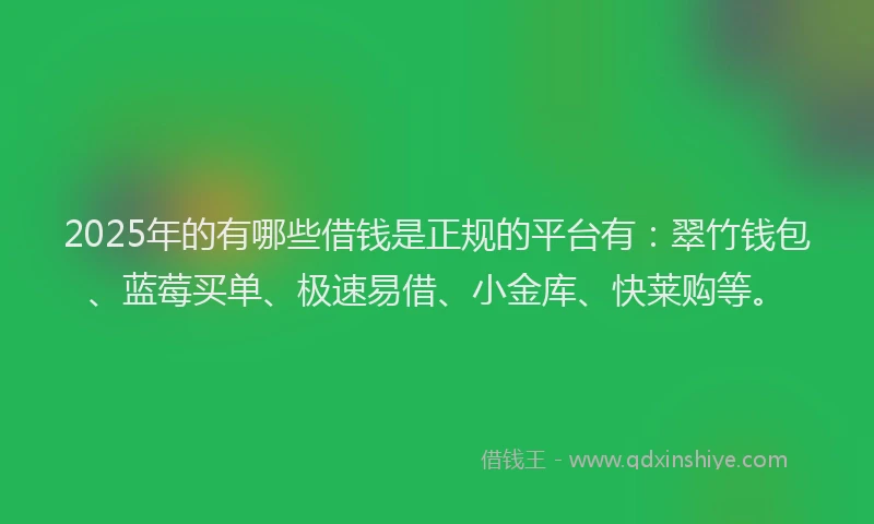 2025年的有哪些借钱是正规的平台有：翠竹钱包、蓝莓买单、极速易借、小金库、快莱购等。