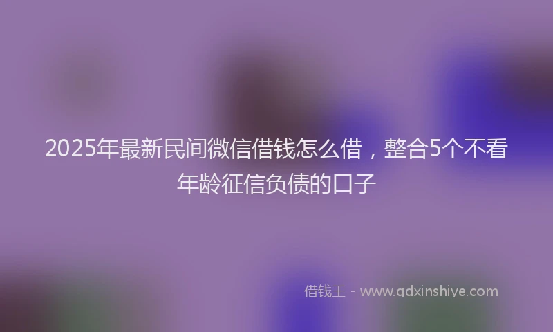 2025年最新民间微信借钱怎么借，整合5个不看年龄征信负债的口子