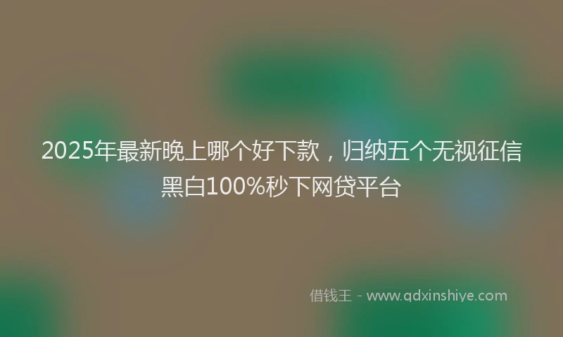 2025年最新晚上哪个好下款，归纳五个无视征信黑白100%秒下网贷平台