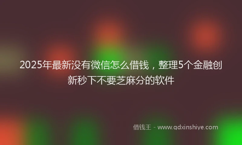 2025年最新没有微信怎么借钱，整理5个金融创新秒下不要芝麻分的软件