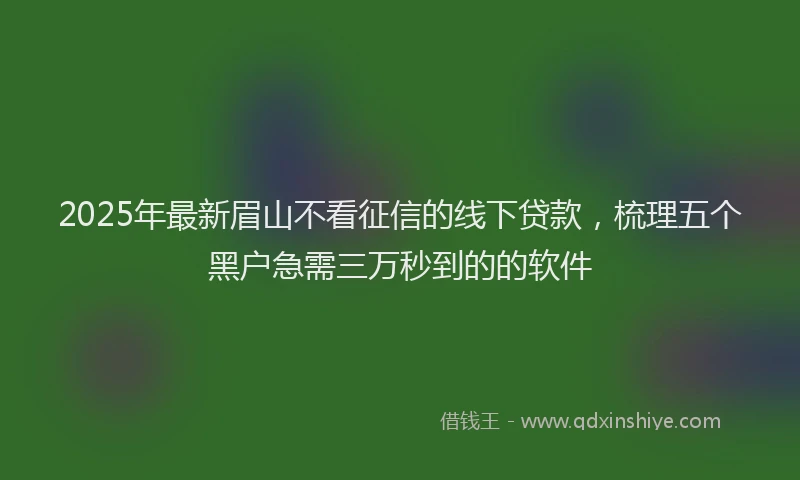 2025年最新眉山不看征信的线下贷款，梳理五个黑户急需三万秒到的的软件