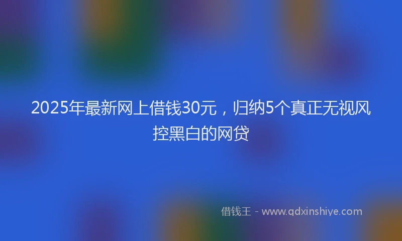 2025年最新网上借钱30元，归纳5个真正无视风控黑白的网贷