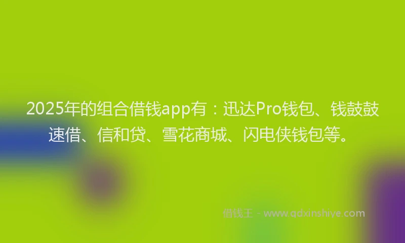 2025年的组合借钱app有：迅达Pro钱包、钱鼓鼓速借、信和贷、雪花商城、闪电侠钱包等。