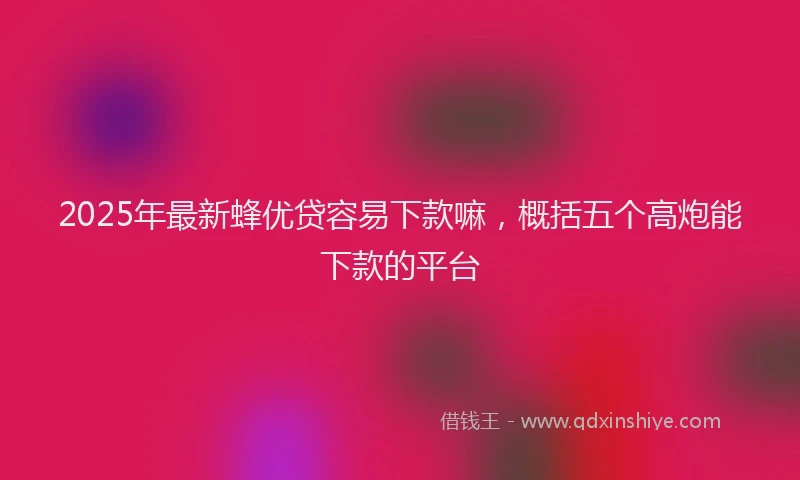 2025年最新蜂优贷容易下款嘛，概括五个高炮能下款的平台