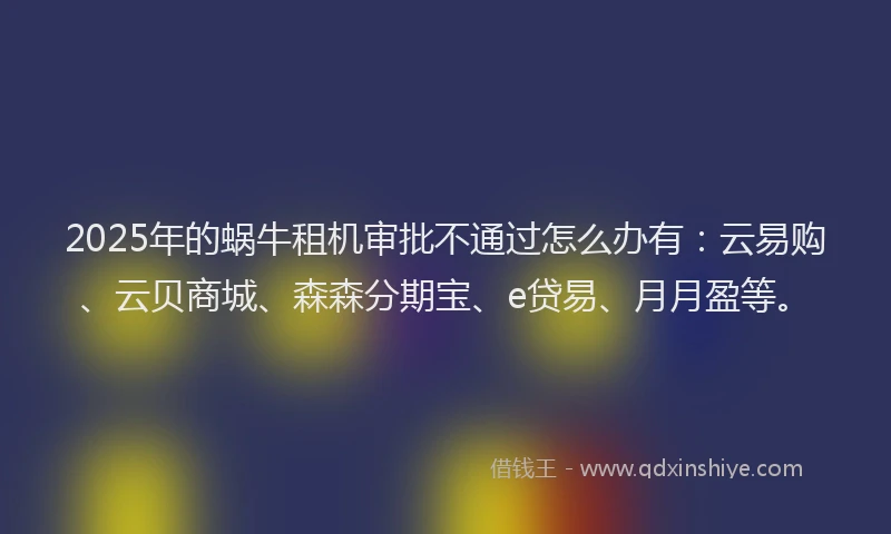 2025年的蜗牛租机审批不通过怎么办有：云易购、云贝商城、森森分期宝、e贷易、月月盈等。