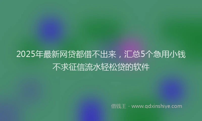 2025年最新网贷都借不出来，汇总5个急用小钱不求征信流水轻松贷的软件