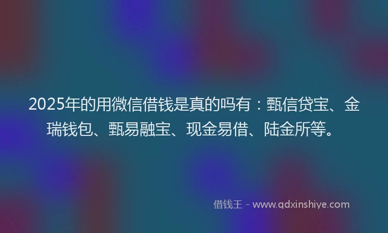 2025年的用微信借钱是真的吗有：甄信贷宝、金瑞钱包、甄易融宝、现金易借、陆金所等。