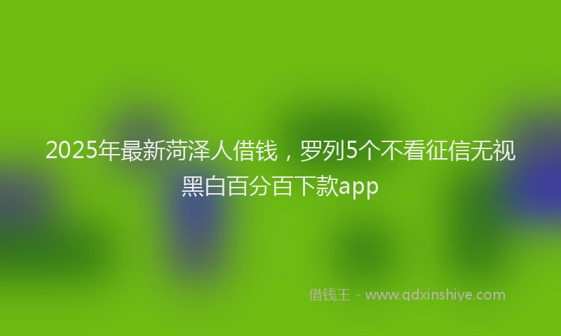 2025年最新菏泽人借钱，罗列5个不看征信无视黑白百分百下款app