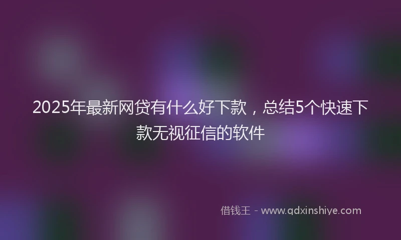 2025年最新网贷有什么好下款，总结5个快速下款无视征信的软件