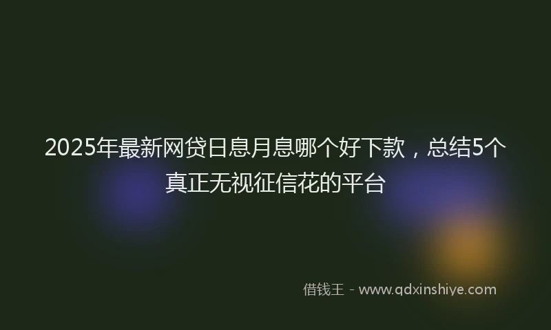 2025年最新网贷日息月息哪个好下款，总结5个真正无视征信花的平台