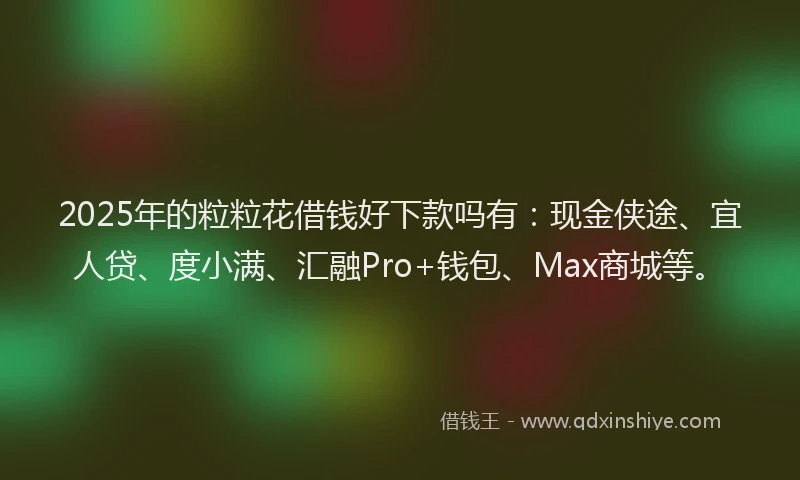2025年的粒粒花借钱好下款吗有：现金侠途、宜人贷、度小满、汇融Pro+钱包、Max商城等。