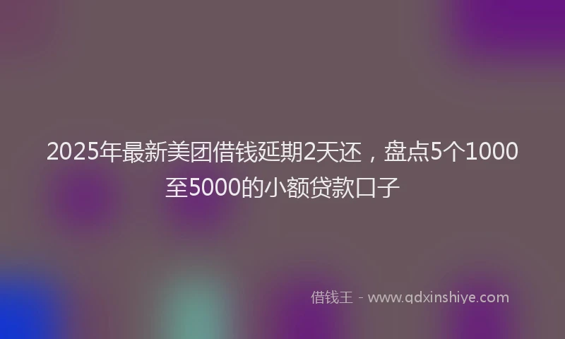 2025年最新美团借钱延期2天还，盘点5个1000至5000的小额贷款口子