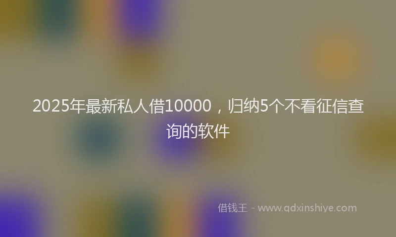 2025年最新私人借10000，归纳5个不看征信查询的软件