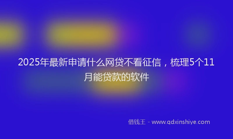 2025年最新申请什么网贷不看征信，梳理5个11月能贷款的软件
