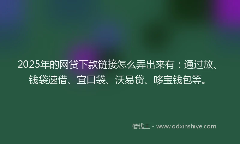2025年的网贷下款链接怎么弄出来有：通过放、钱袋速借、宜口袋、沃易贷、哆宝钱包等。