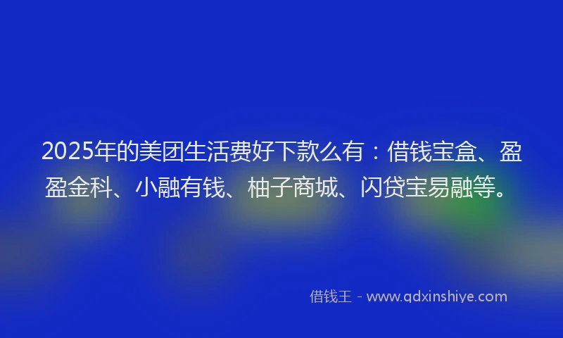 2025年的美团生活费好下款么有:借钱宝盒、盈盈金科、小融有钱、柚子商城、闪贷宝易融等。