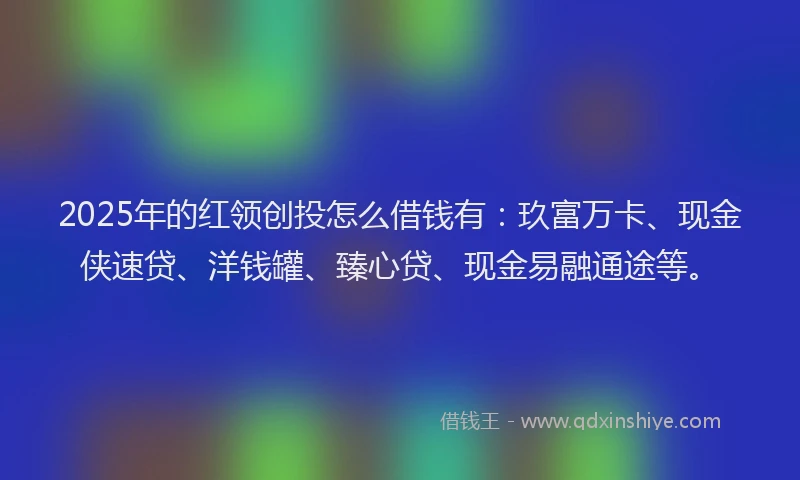 2025年的红领创投怎么借钱有：玖富万卡、现金侠速贷、洋钱罐、臻心贷、现金易融通途等。