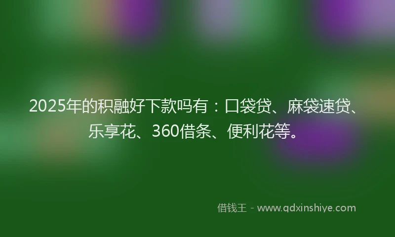 2025年的积融好下款吗有：口袋贷、麻袋速贷、乐享花、360借条、便利花等。