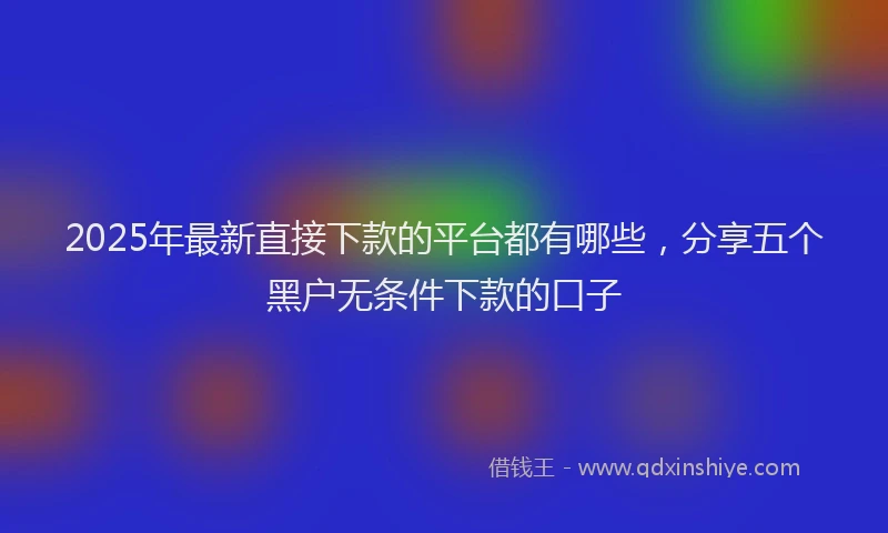 2025年最新直接下款的平台都有哪些，分享五个黑户无条件下款的口子