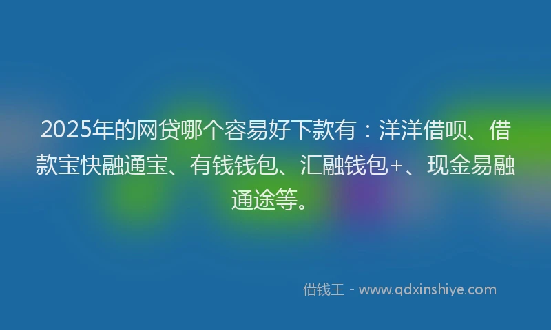 2025年的网贷哪个容易好下款有：洋洋借呗、借款宝快融通宝、有钱钱包、汇融钱包+、现金易融通途等。